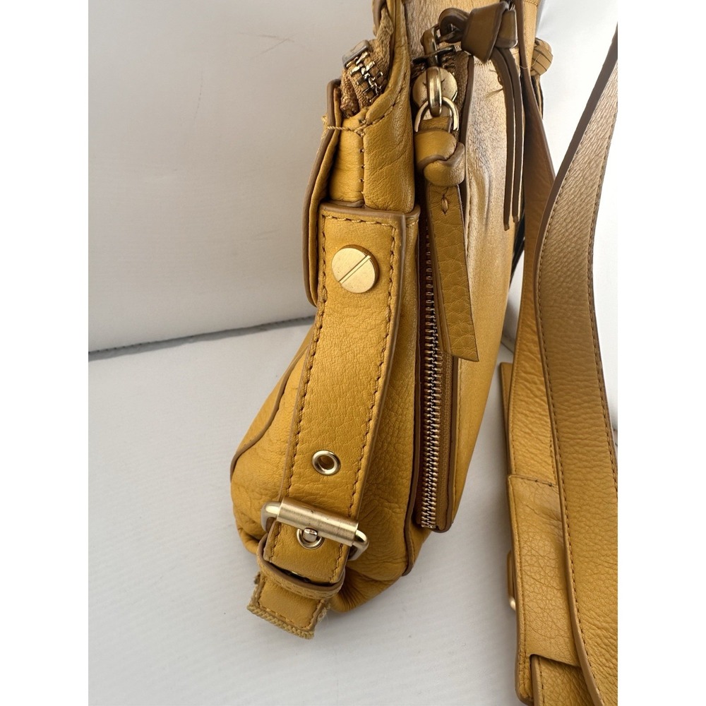 Diane Von Furstenberg DVF Yellow Leather Crossbody Purse Tassel Travel Colorful - Picture 6 of 9